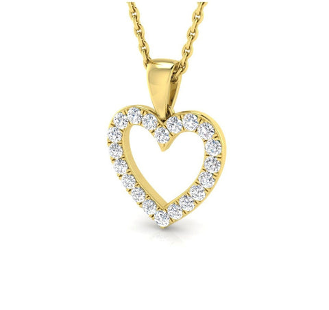 9ct Diamond Heart Pendant & Chain (available in white and yellow gold)