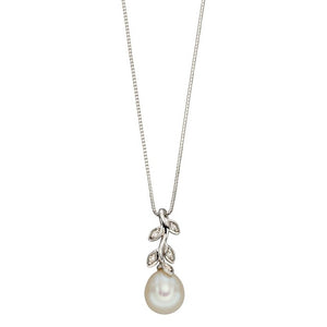 9ct White Gold Fresh Water Pearl Pendant and Chain