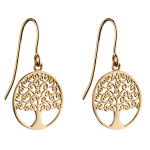 9ct Yellow Gold Ornate Tree Of Life Earrings