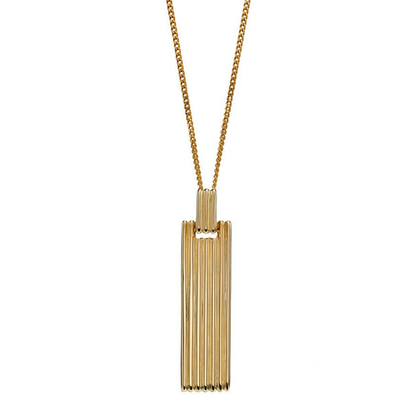 9ct Yellow Gold Rectangle Pendant & Chain