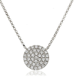 18ct Gold Diamond Encrusted Disc Pendant & Chain (0.40ct) Available In White Gold Yellow Gold & Rose Gold