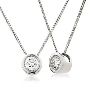 18ct Gold Brilliant Cut Diamond Rub Over Set Pendant & Chain (0.25ct - 0.75ct) Available In White Gold & Yellow Gold